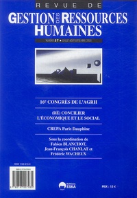 Fabien Blanchot et Jean-François Chanlat - Revue de Gestion des Ressources Humaines N° 57, Juillet-Août- : (Ré)concilier l'économique et le social - 16e Congrès de l'AGRH.