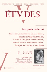  Revue Etudes - Etudes N° 418-1, Janvier 20 : Les paris de la foi.