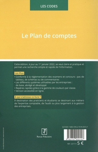 Le Plan de comptes  Edition 2022