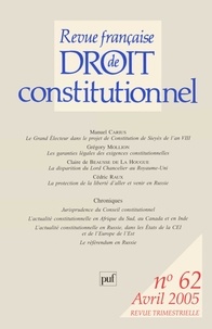 Manuel Carius et Grégory Mollion - Revue française de Droit constitutionnel N° 62, Avril 2005 : .