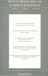 Sophie Duchesne et Florence Haegel - Revue française de science politique Volume 54 N° 6, Déce : .