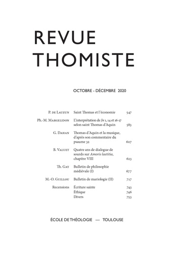 Revue thomiste - N°4/2020 1e édition