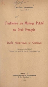 L'institution du mariage putatif en droit français