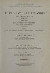 Les réparations allemandes, deux expériences : 1919-1932, 1945-1952