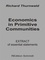 Economics in Primitive Communities. Extract of essential statements