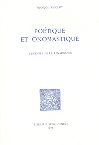 Poétique et onomastique