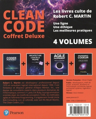 Clean Code. Coffret Deluxe 4 volumes : Coder proprement ; Architecture logicielle propre ; Agile proprement ; Proprement codeur