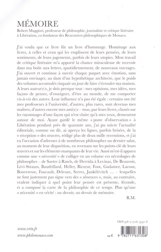 Mémoire. De Sartre à Bruno Latour, Vies et morts de philosophes contemporains