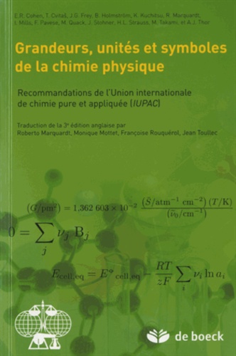 Grandeurs, Unités et Symboles de la Chimie Physique. Recommandations de LUnion Internationale de Chimie Pure et Appliquée (IUPAC)