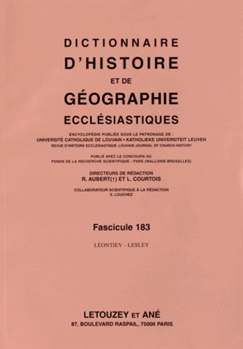 Roger Aubert et Luc Courtois - Dictionnaire d'histoire et de géographie ecclésiastiques - Fascicule 183, Léontiev - Lesley.