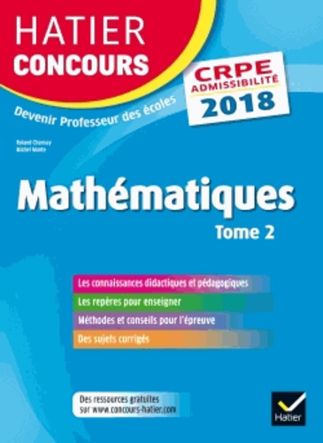 Mathématiques. Epreuve écrite d'admissibilité CRPE Tome 2  Edition 2018