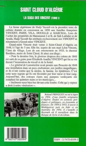 SAINT CLOUD D'ALGÉRIE. 1 La saga des Vincent - tome 1