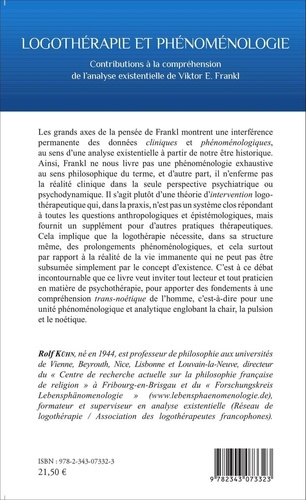 Logothérapie et phénoménologie. Contributions à la compréhension de l'analyse existentielle de Viktor Frankl