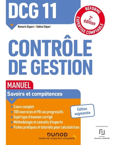 Romaric Duparc et Sabine Sépari - DCG 11 Contrôle de gestion - Manuel - 2e éd..