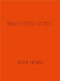 Roni Horn remembered words