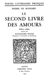 Ronsard pierre De - Le second Livre des amours.