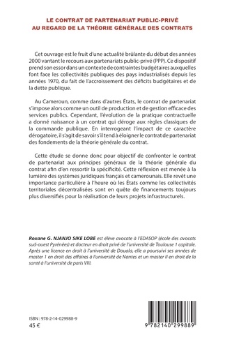 Le contrat de partenariat public-privé au regard de la théorie générale des contrats. Etude de droit camerounais à la lumière du droit français