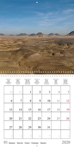 CALVENDO Nature  Désert occidental de l’Égypte (Calendrier mural 2020 300 × 300 mm Square). Noir et blanc dans ce désert libyque d’Égypte – le désert occidental (Calendrier mensuel, 14 Pages )