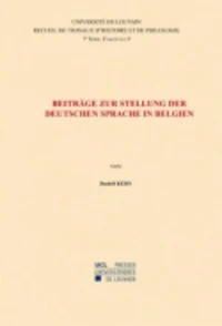 Beiträge zur Stellung der deutschen Sprache in Belgien