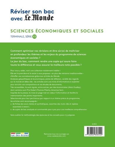 Sciences économiques et sociales Tle, série ES  Edition 2017 - Occasion