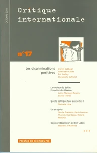 Critique internationale N° 17 Octobre 2002 : Les discriminations positives