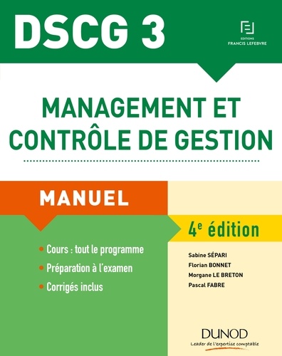 Management et contrôle de gestion DSCG 3. Manuel 4e édition