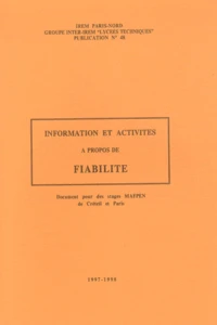 Information et activités à propos de fiabilité