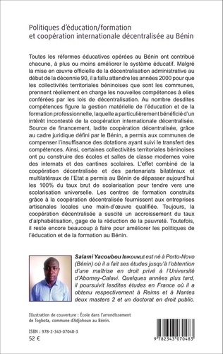 Politiques d'éducation/formation et coopération internationale décentralisée au Bénin