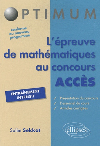 L'épreuve de mathématiques au concours ACCES - Occasion