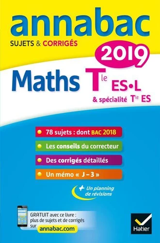 Annales Annabac 2019 Maths Tle ES, L de Martine Salmon - Decitre