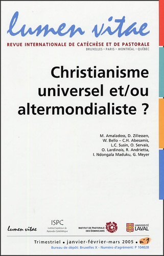  Collectif - Lumen Vitae Volume 60 N° 1, Janv : Christianisme universel et/ou altermondialiste ?.