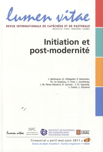 Henri Derroitte - Lumen Vitae Volume 66 N° 2, Avri : Initiation et post-modernité.