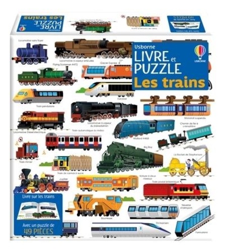 Les trains. Livre sur les trains avec un puzzle de 49 pièces
