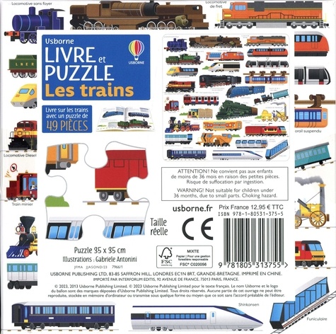 Les trains. Livre sur les trains avec un puzzle de 49 pièces