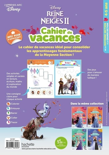 Cahier de Vacances de la moyenne section à la grande section. La Reine des Neiges II  Edition 2020