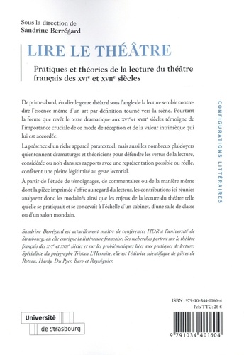 Lire le théâtre. Pratiques et théories de la lecture du théâtre français des XVIe et XVIIe siècles