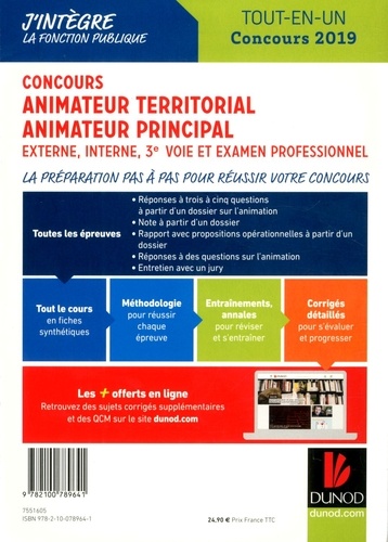 Concours Animateur territorial Animateur territorial principal. Externe, interne, 3e voie et examen professionnel  Edition 2019