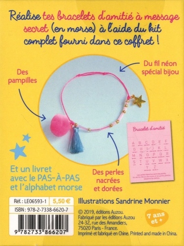 Mes 2 bracelets à message secret. Avec des pampilles, du fil néon, des perles et un livret pas-à-pas