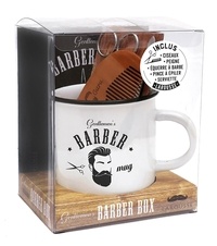 Sarah Daniel Hamizi - Coffret Gentlemen's barber box - Gentlemen's Barber Book avec un mug, des ciseaux, un peigne, une équerre à barbe, une pince à épiler et une serviette.