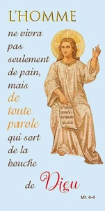 Jésus 12 ans "L'homme ne vivre pas seulement de pain..." Lot de 10 cartes de communion - Vernis 3D