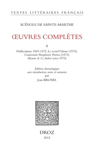 Oeuvres complètes. Tome 2, Publications 1569-1572, Le Second Volume (1573), Canticorum Paraphrasis Poëtica (1573), Hymne de G. Aubert (circa 1573)
