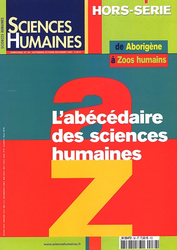  Sciences humaines - Sciences Humaines Hors-série N° 38 Septembre-octobre-novembre 2002 : L'abécédaire des sciences humaines.