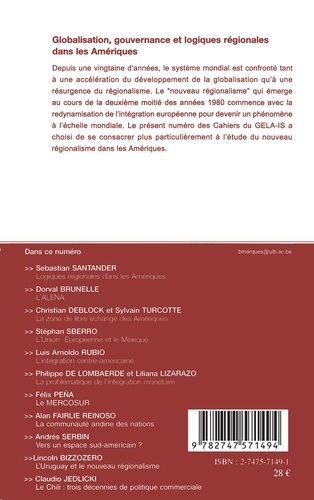 Cahiers du Gelais N°3 2004 globalisation gouvernance et logiques regionales dans les amériques