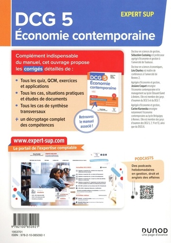DCG 5 Economie contemporaine. Corrigés  Edition 2023-2024
