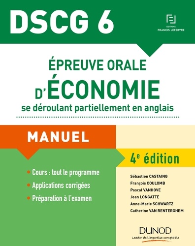 Sébastien Castaing et François Coulomb - DSCG 6 - Épreuve orale d'économie se déroulant partiellement en anglais - 4e éd. - Manuel.