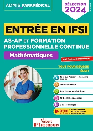 Entrée en IFSI AS-AP et formation professionnelle continue. Mathématiques  Edition 2024