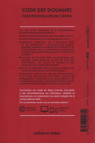 Code des douanes. Code des douanes de l'union annoté & commenté  Edition 2024