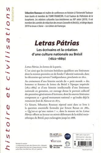 Letras Pátrias. Les écrivains et la création d'une culture nationale au Brésil (1822-1889)