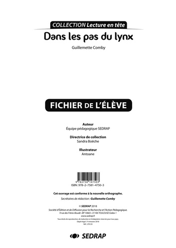 Sedrap Editions - Dans les pas du lynx - Fichier pédagogique.