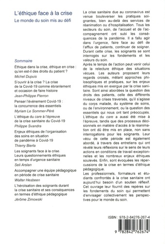 L'éthique face à la crise. Le monde du soin mis au défi